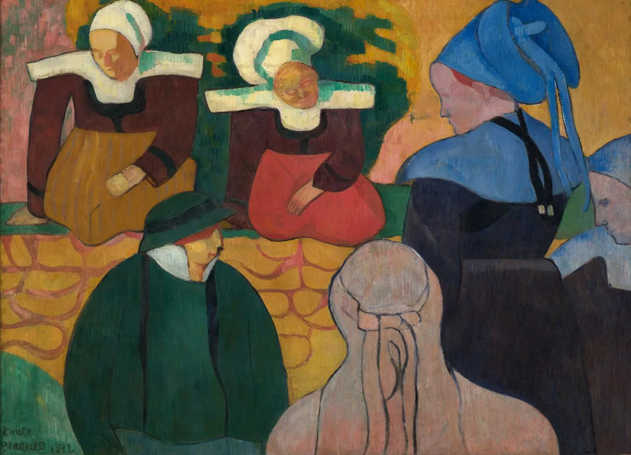 Breton kadınlar bir duvar önünde - Émile Bernard