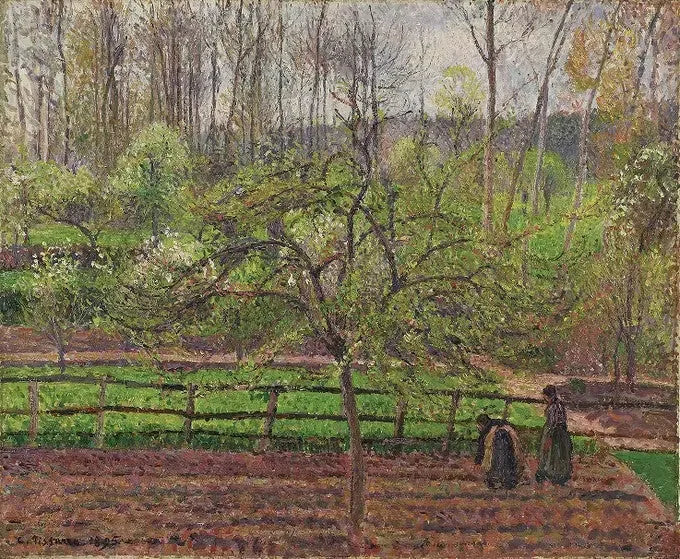 Kapalı alanda kadınlar, bahar, gri hava, Éragny - Camille Pissarro