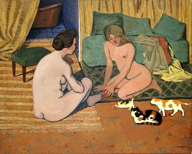 Kadınlar ve kedilerle çıplak - Félix Vallotton