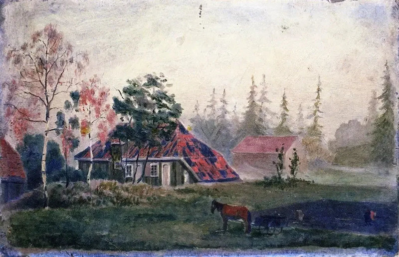 Binaların Önünde At ve Vagon - Edvard Munch