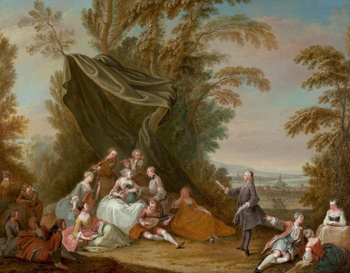 Şenlikli Kutlama: Bir tente altında müzikli kutlama - Antoine Watteau