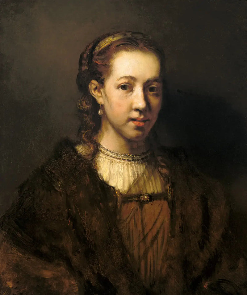 Fantezi kostüm giymiş bir kadının yarım boy figürü - Rembrandt