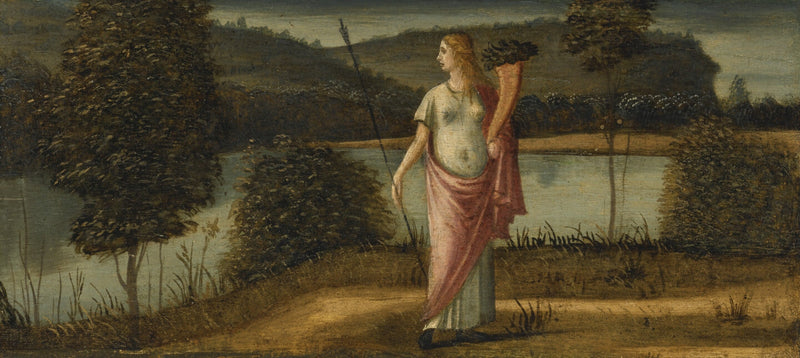Vittore Carpaccio - Bir Kadının Alegorik Figürü, Bir Manzara İçinde, Mızrak ve Bolca Dikenli Boynuz Tutuyor