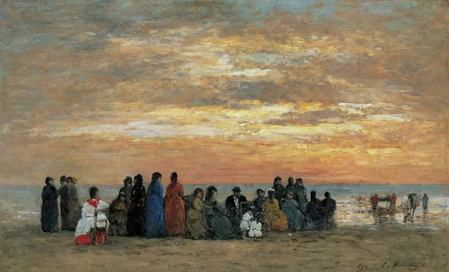 Trouville Plajı'ndaki Figürler - Eugène Boudin