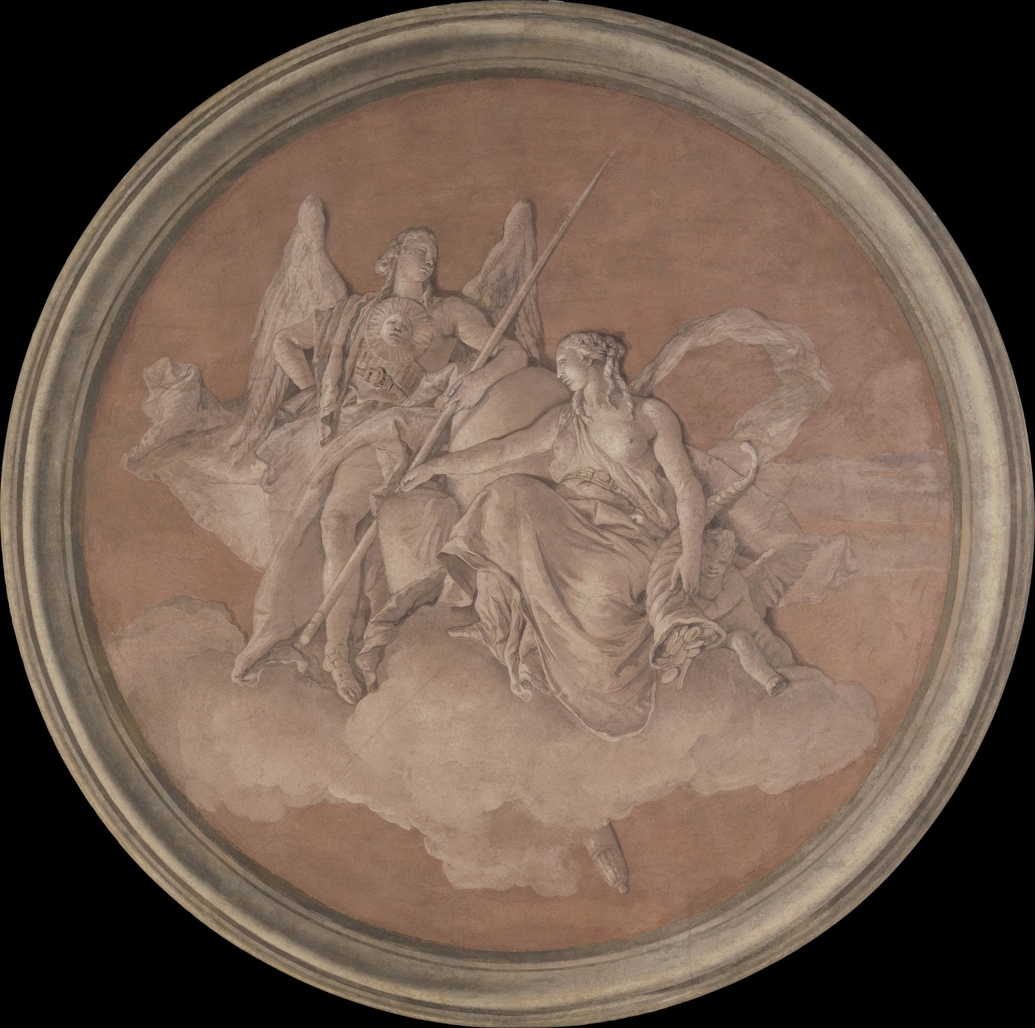 Figures allégoriques représentant la vertu et l'abondance - Giovanni Battista Tiepolo