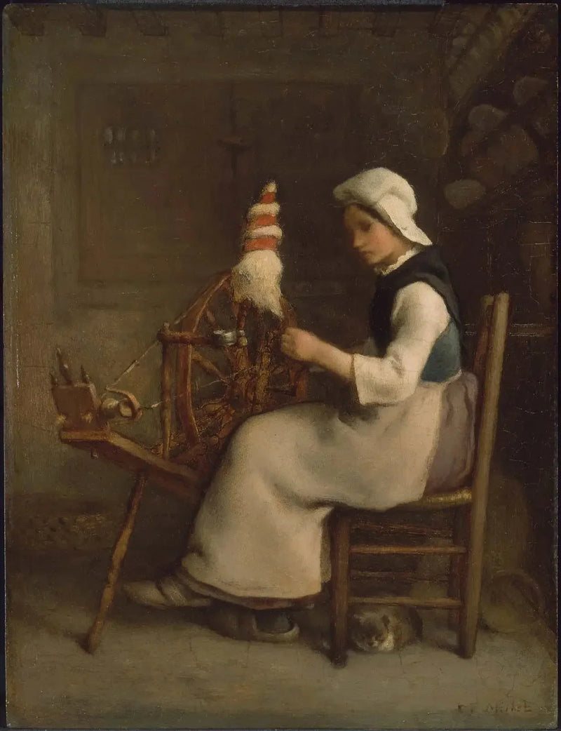 Oturmuş Fileur (Emélie Millet) - Jean-François Millet