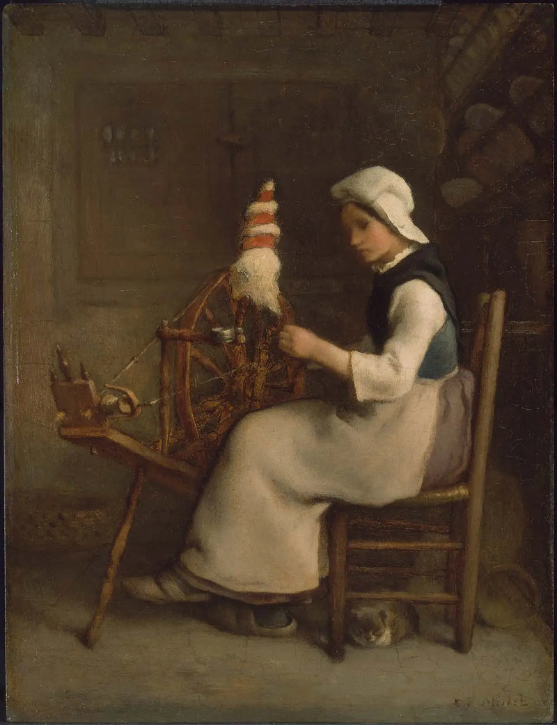 Oturmuş Fileur (Emélie Millet) - Jean-François Millet