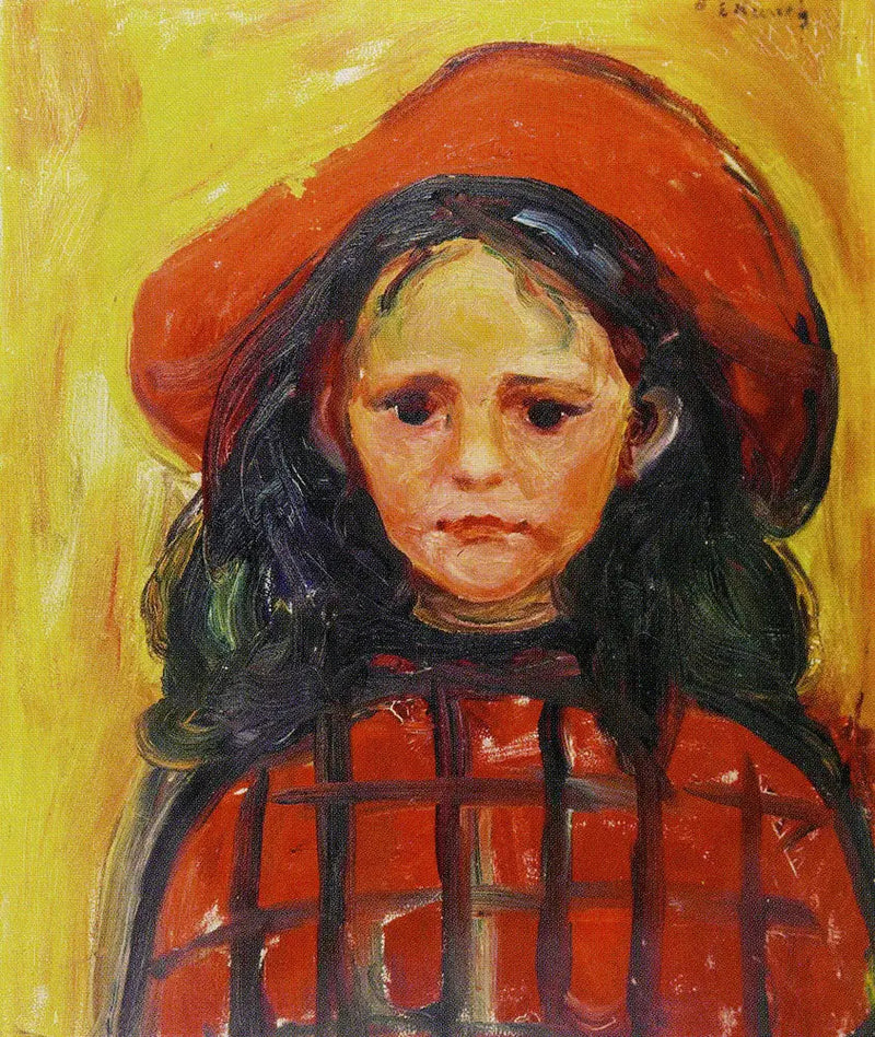 Kırmızı Elbiseli ve Kırmızı Şapkalı Kız - Edvard Munch