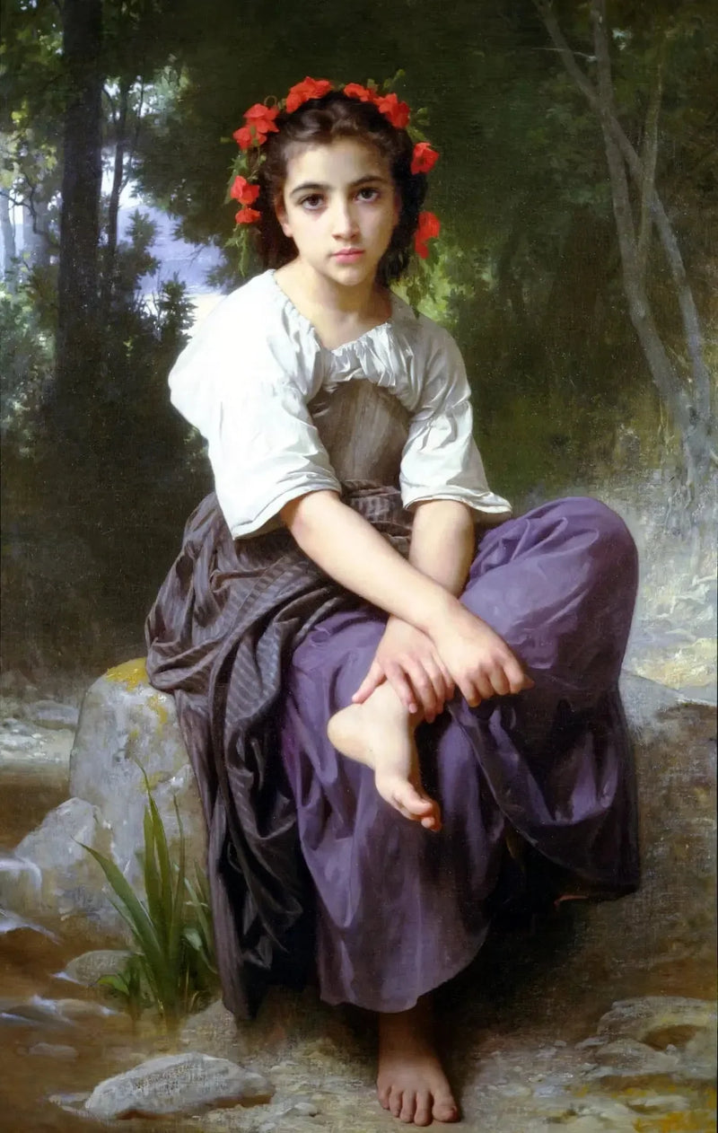 Nehir Kenarında Oturan Kız - Bouguereau