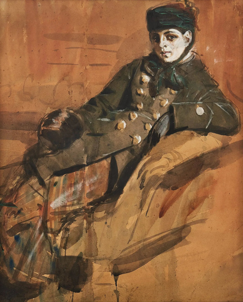 Seyahat kıyafetleri giymiş oturan kız - Anders Zorn