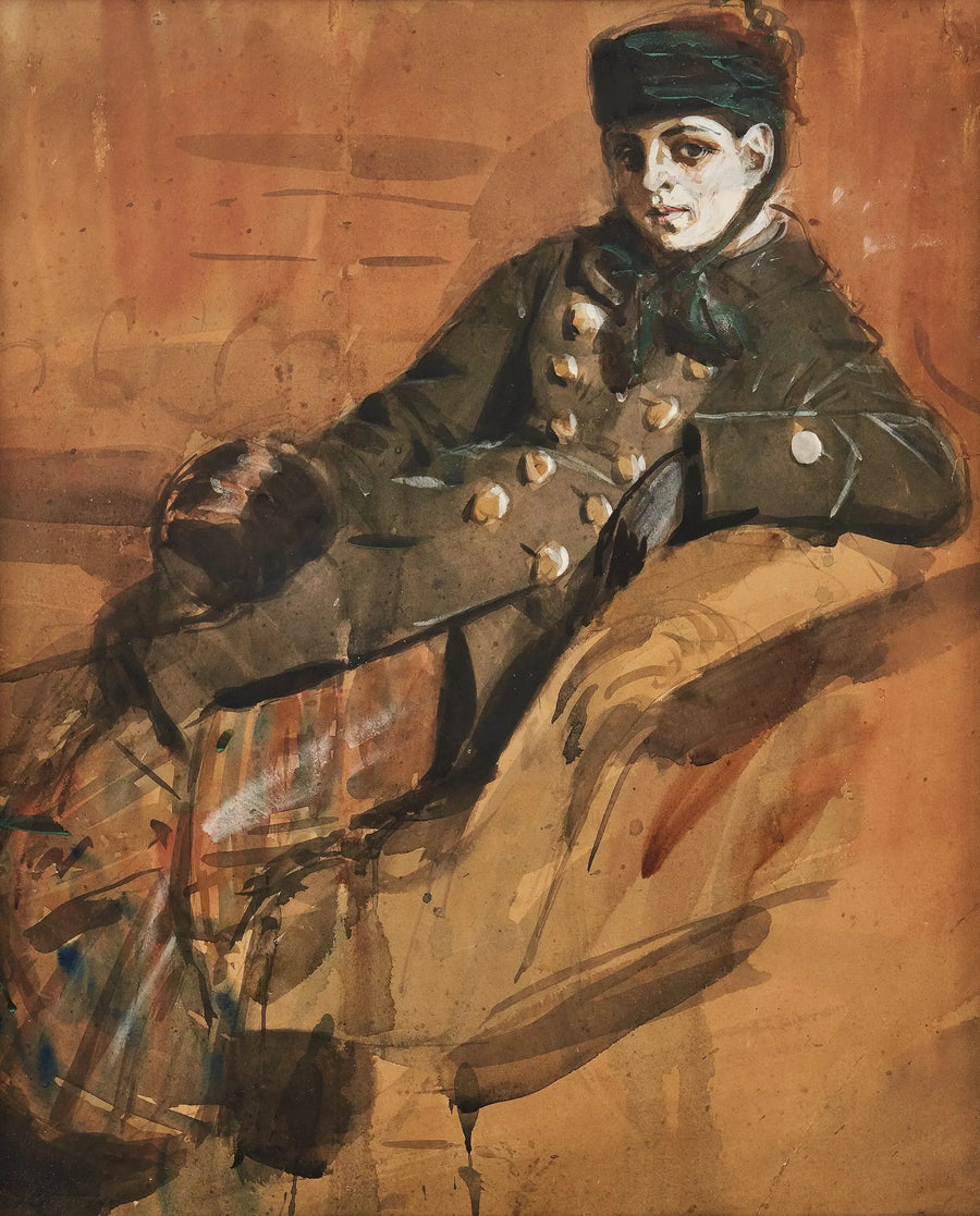 Seyahat kıyafetleri giymiş oturan kız - Anders Zorn