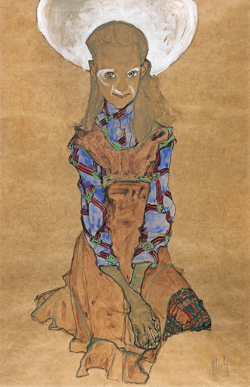 Oturan Kız (Poldi Lodzinsky) - Egon Schiele