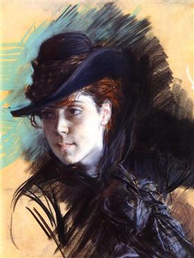 Fille au chapeau noir - Giovanni Boldini