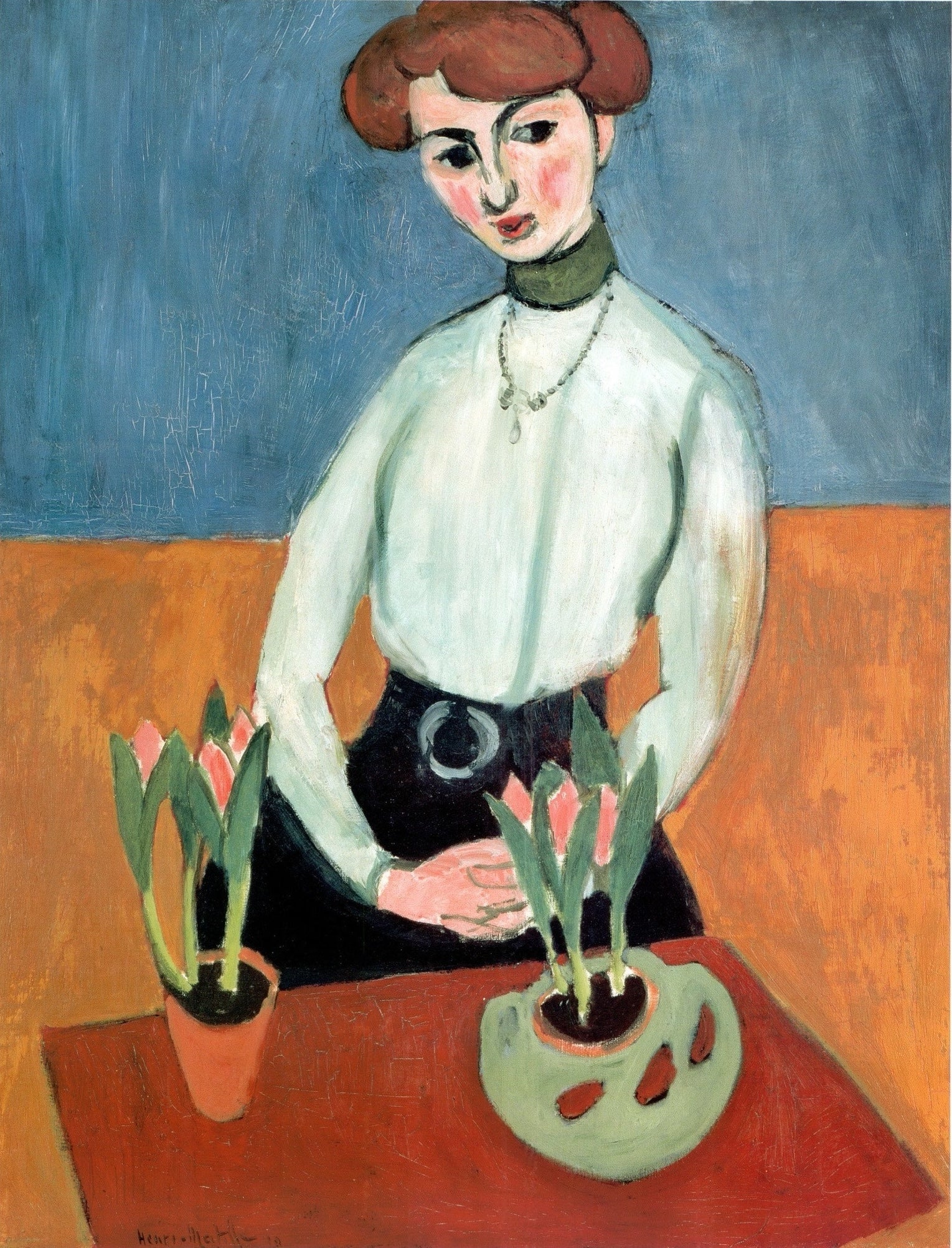 Reproduction du tableau « Fille aux tulipes - Henri Matisse » par Alpha Reproduction en peinture à l’huile