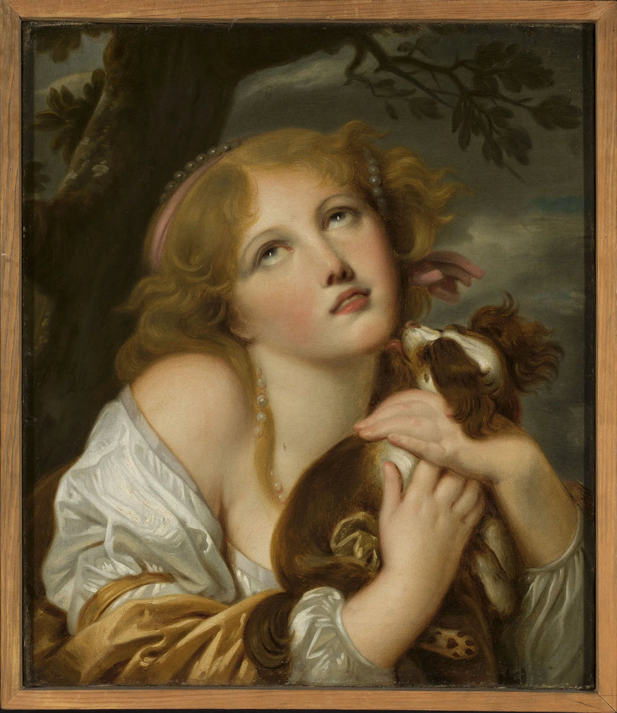 Kız ve ellerinde köpek - Jean-Baptiste Greuze