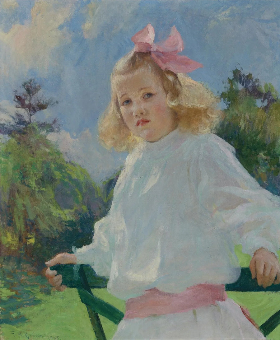 Pembe bir kurdeleli kız - Frank Weston Benson