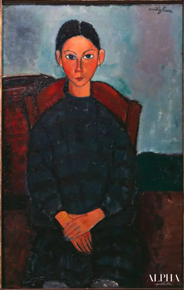 Fille avec un tablier noir - Amadeo Modigliani - Reproductions de tableaux et peintures haut de gamme