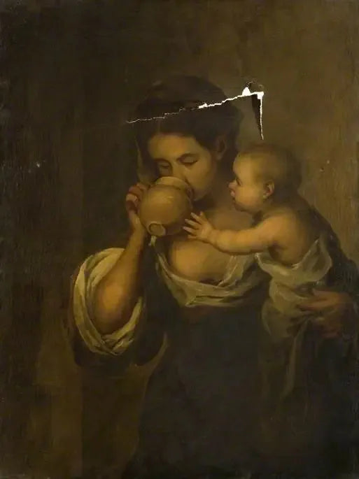 Kucağında çocukla içen kız - Bartolomé Esteban Murillo