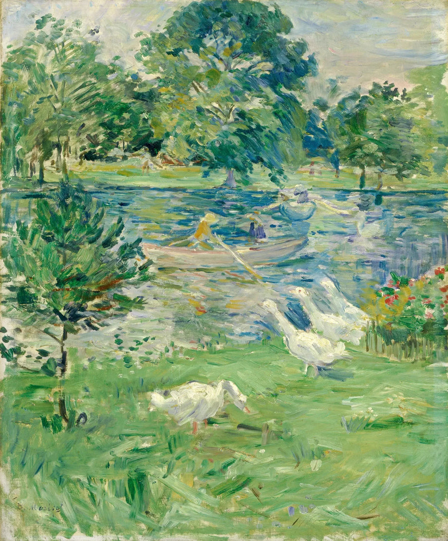 Bir Botta Kazlarla Bir Kız - Berthe Morisot