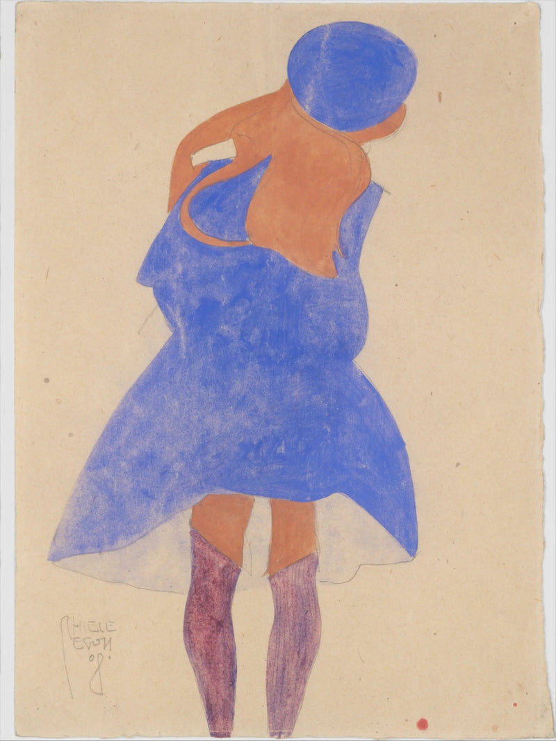 Ayakta Kız, Arkadan Görünüm - Egon Schiele