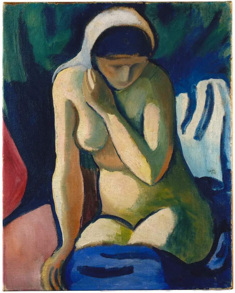 Şal ile çıplak kız - August Macke