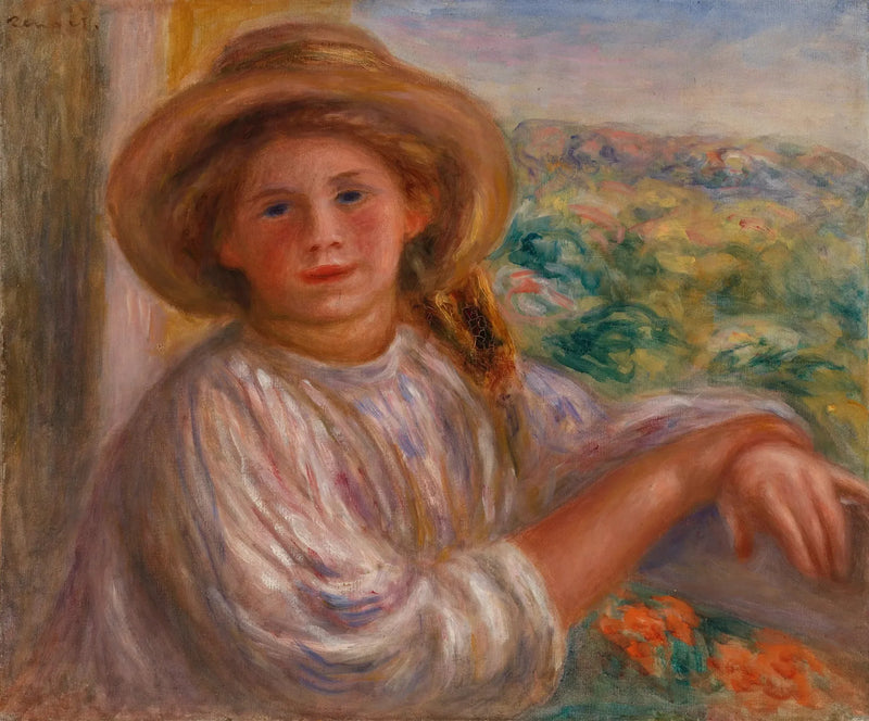 Bir Balkondaki Kız, Cagnes (Balkondaki Genç Kadın, Cagnes) - Pierre-Auguste Renoir