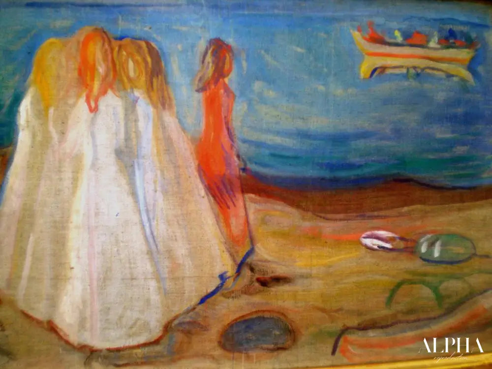 Filles au bord de la mer - Edvard Munch - Reproductions de tableaux et peintures haut de gamme