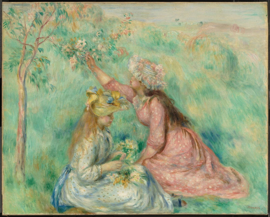 Çiçek toplayan kızlar bir çayırda - Pierre-Auguste Renoir