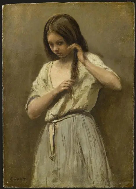 Küçük Kız Tuvaletinde - Jean-Baptiste Camille Corot