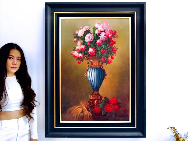 Antik Bir Vazodaki Çiçekler | 60x90 cm