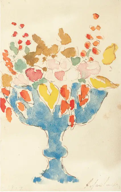 Mavi Bir Vazo İçinde Çiçekler - Alexej von Jawlensky