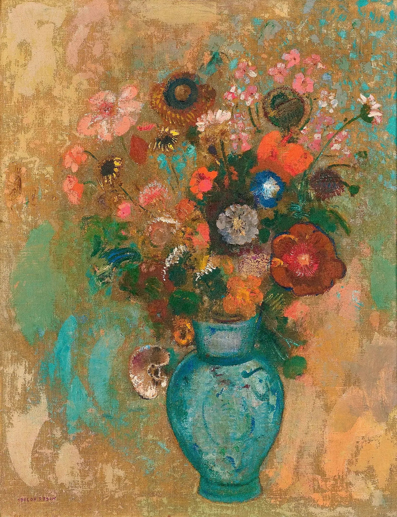 Mavi Bir Vazoda Çiçekler - Odilon Redon