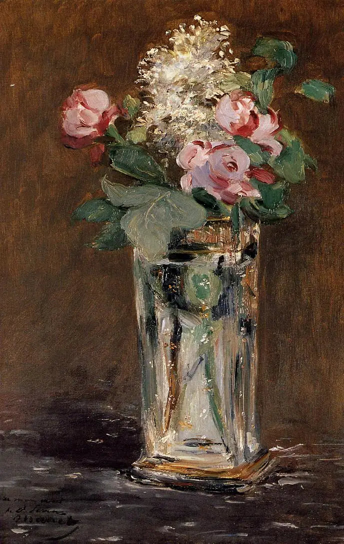 Kristal bir vazodaki çiçekler - Édouard Manet