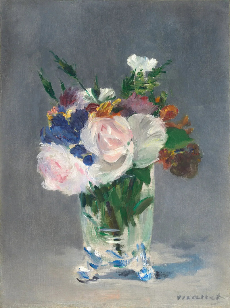 Kristal bir vazoda çiçekler - Édouard Manet