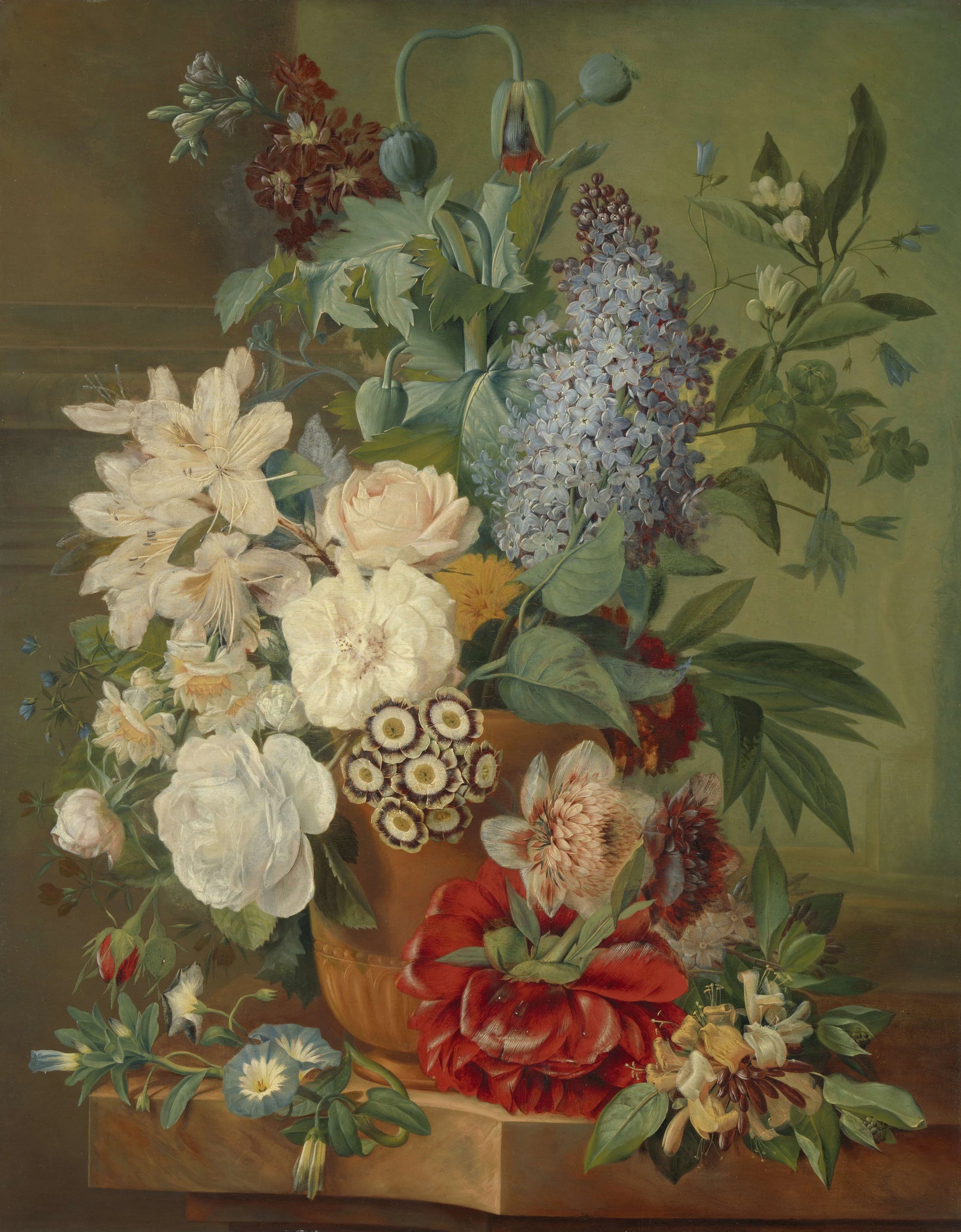 Fleurs dans un vase en terre cuite - Albertus Jonas Brandt