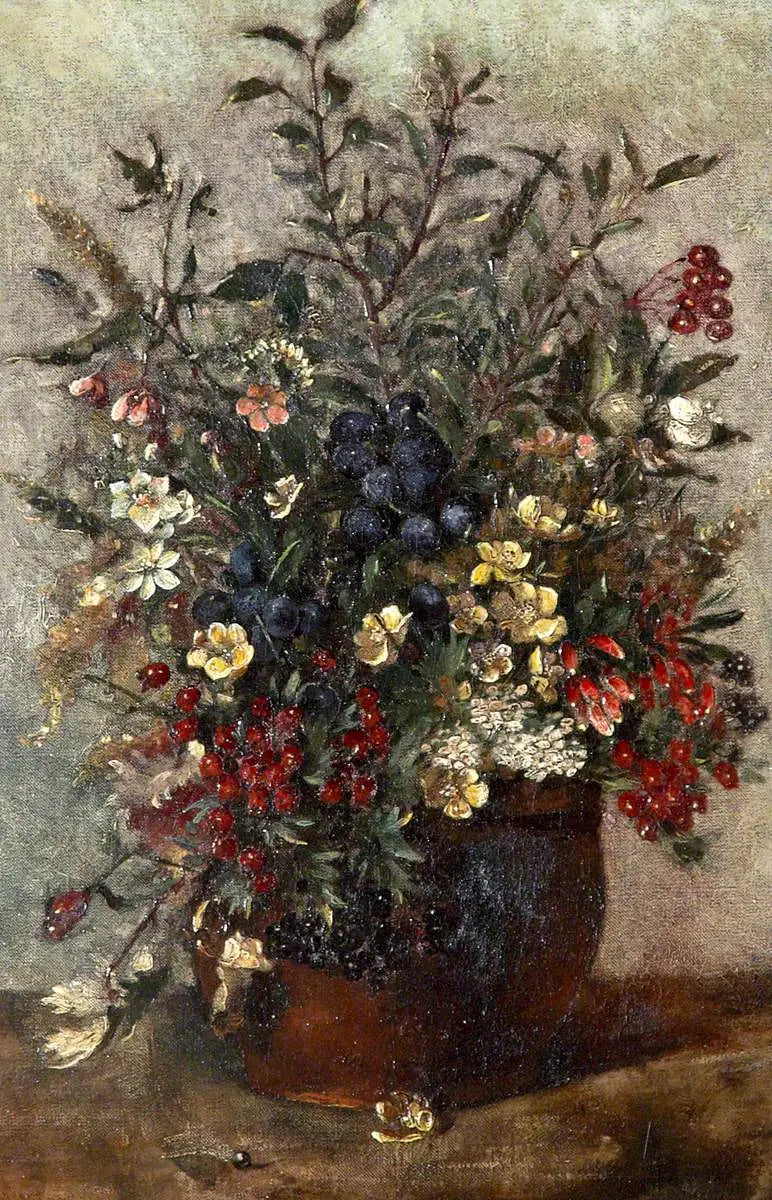 Fleurs des champs et baies dans un pot marron - John Constable - Alpha Reproduction