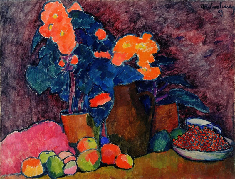 Çiçekler, meyveler ve testi - Alexej von Jawlensky