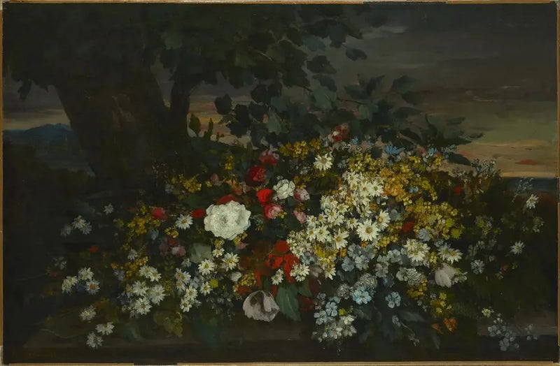 Çiçekler Bankta - Gustave Courbet