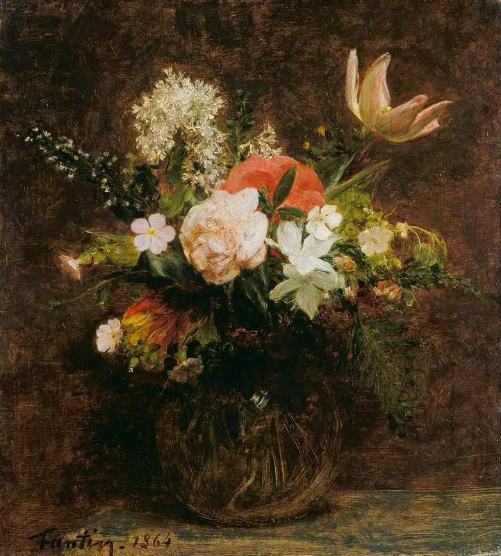 Çiçekler: Lale, Azale ve Güller - Henri Fantin-Latour