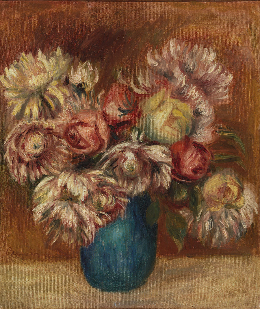 Yeşil bir vazoda çiçekler - Pierre-Auguste Renoir