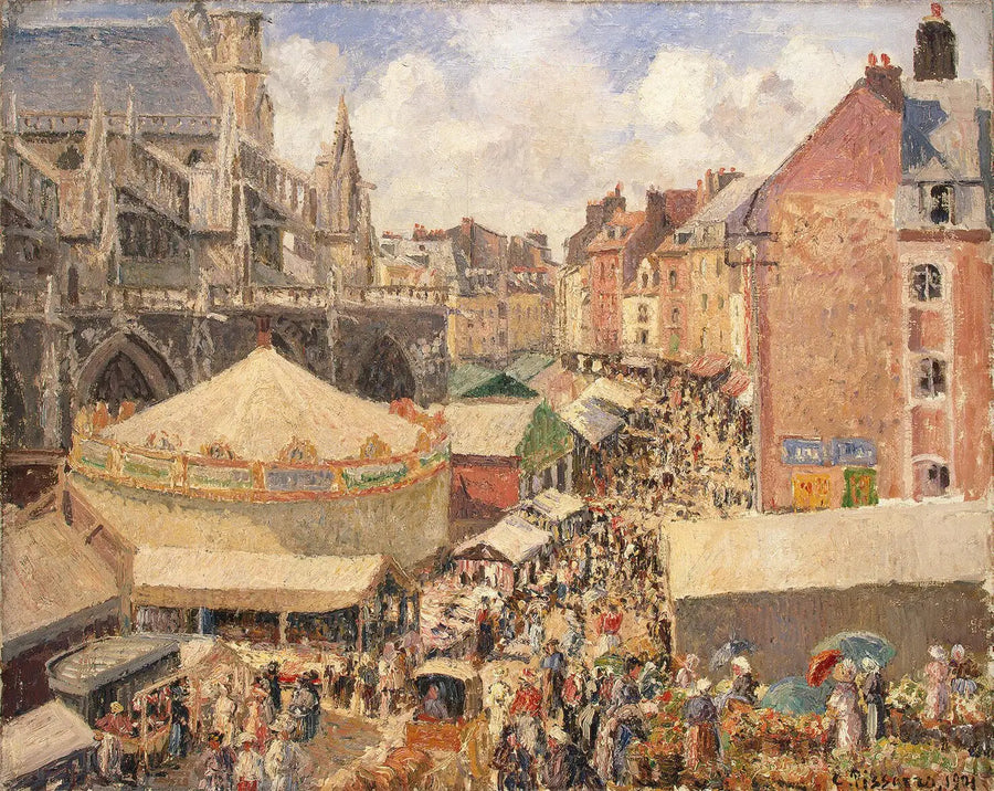 Dieppe Fuarı, güneşli sabah - Camille Pissarro