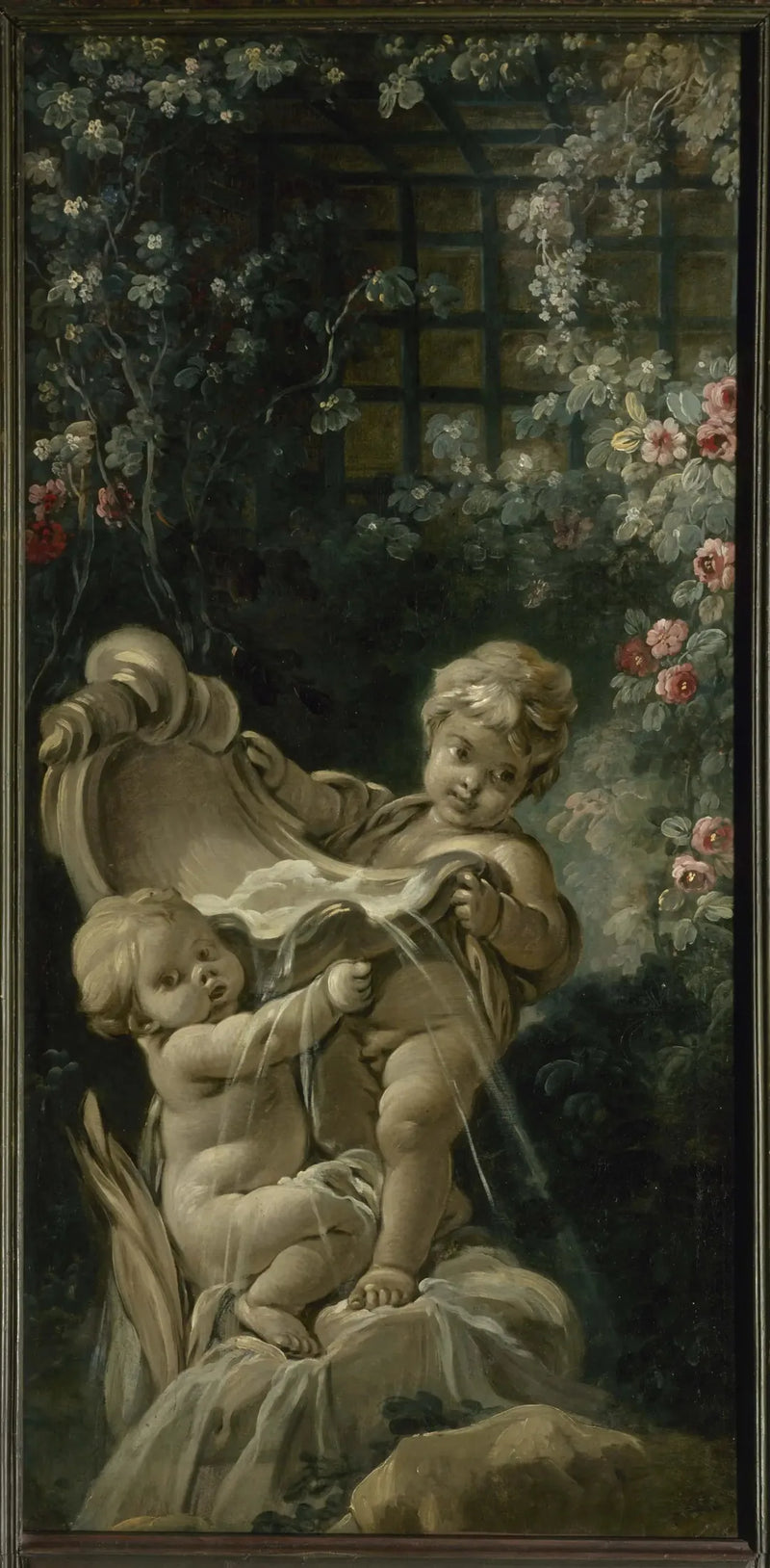 İki Aşıklı Çeşme, Biri Diz Çökmüş - François Boucher