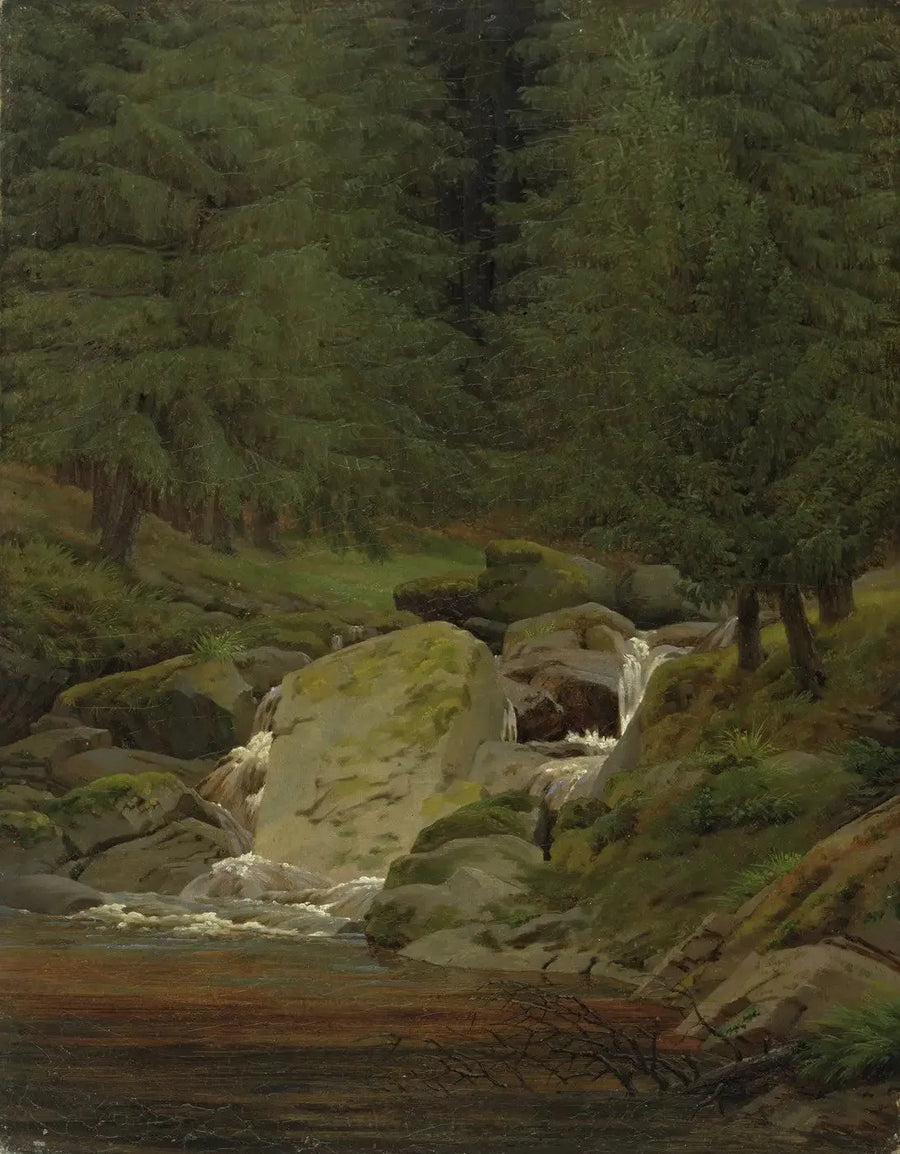 çam ormanı ve şelale - Caspar David Friedrich