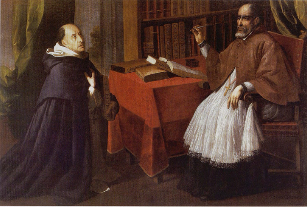 Fray Luis de Granada ve San Juan Crisóstomo - Francisco de Zurbarán