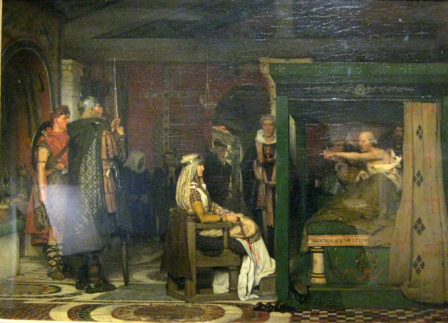 Frédégonde, ölüm döşeğinde Prétextat'ı ziyaret ediyor - Lawrence Alma-Tadema