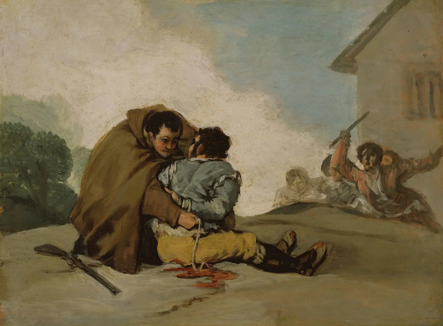 Kardeş Pedro, El Maragato'yu bir ip ile bağlıyor - Francisco de Goya