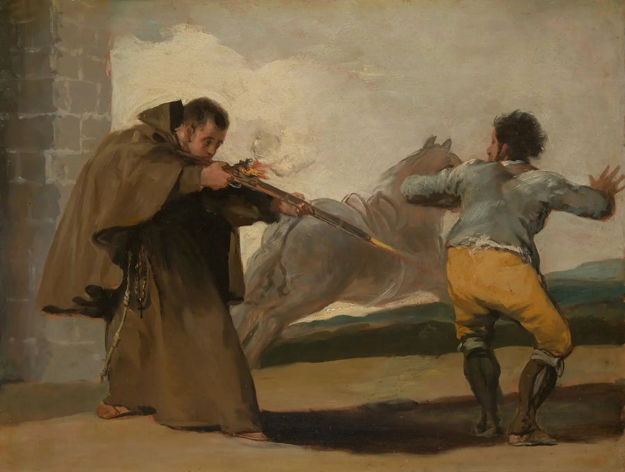 Kardeş Pedro, atı kaçarken El Maragato'ya ateş ediyor - Francisco de Goya