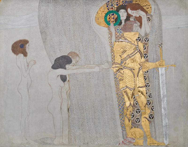 Beethoven Frizi (3. levha, sol duvar): Mutluluk arzusu - Gustav Klimt