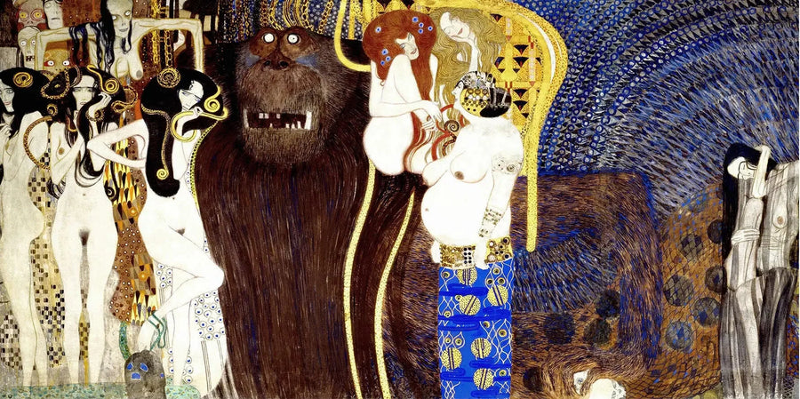 Beethoven Frizi (tablo 5, orta duvar): Düşmanca güçler - Gustav Klimt