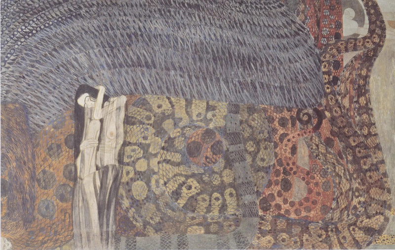 Beethoven Frizi (6. levha, orta duvar): Düşmanca güçler - Gustav Klimt